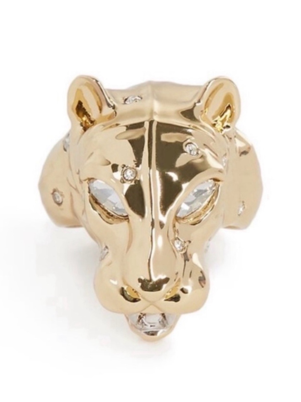 NEW Alexis Bittar Panther Head Ring Gold Clear Statement Big Cat JL21 - Picture 2 of 5